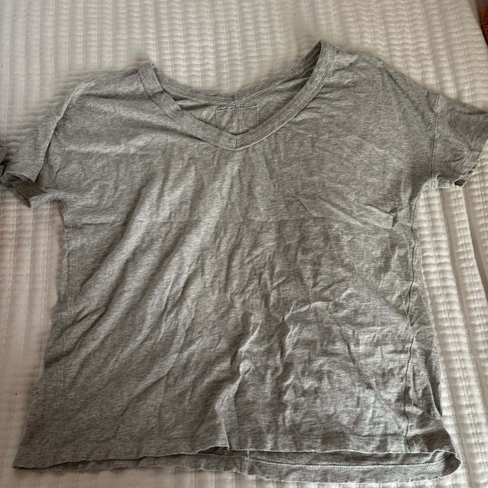 Aerie Light Gray V-Neck Tee